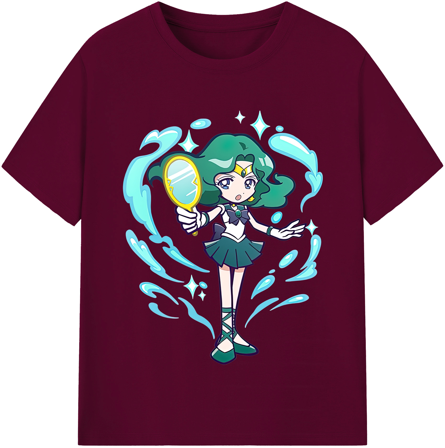 （画像用） 美少女戦士セーラームーン 海王 みちる（かいおう みちる） Sailor Moon Kaiou Michiru レディースカジュアルプリントTシャツ（綿100％）